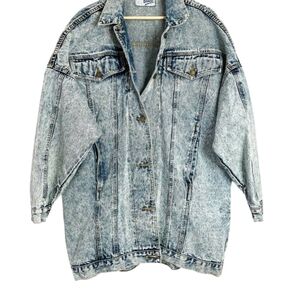Vintage 80's Acid Washed Oversized Denim Jacket By Weathered Blues Womens Small
